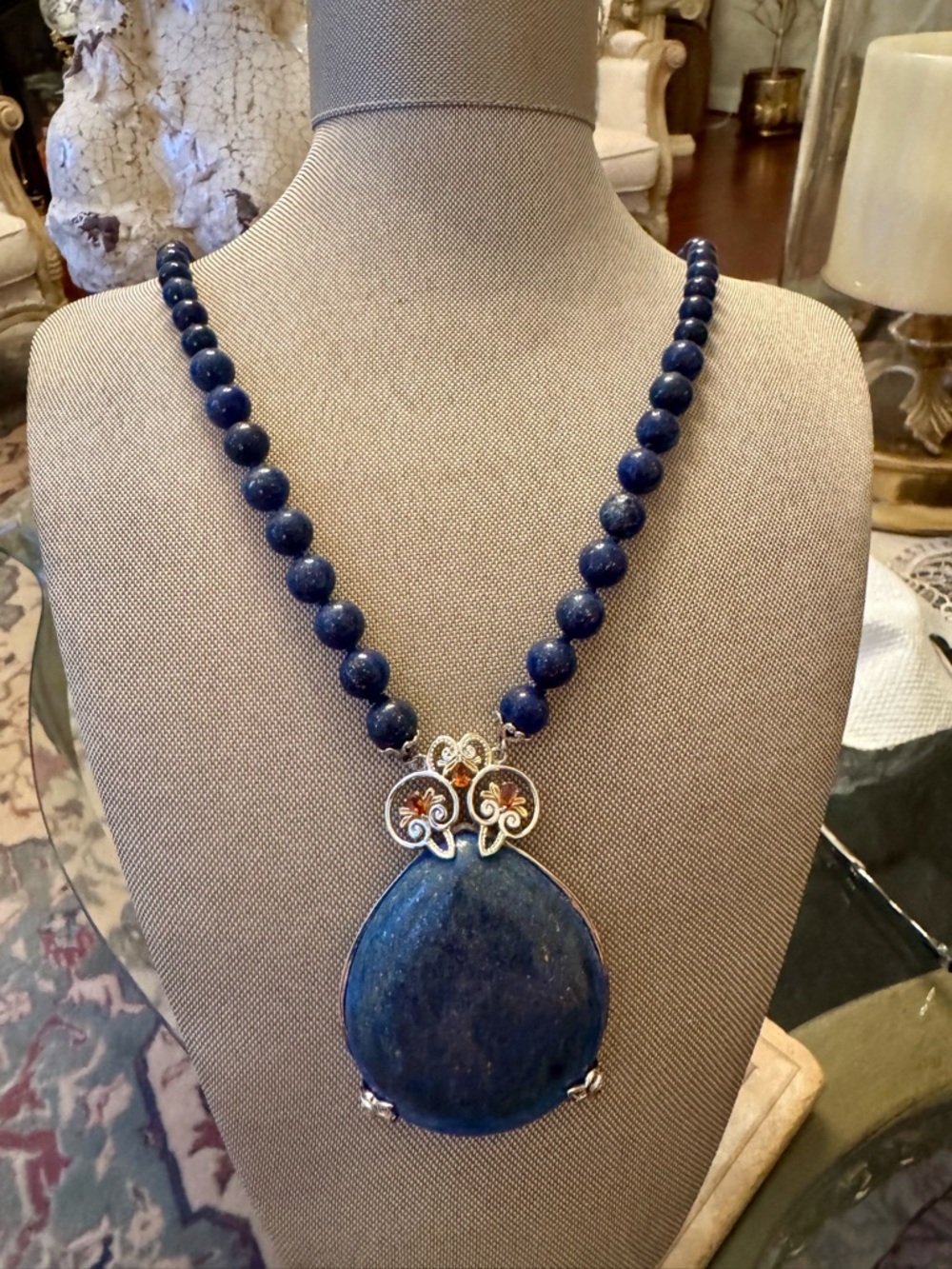 Michael Valitutti Gems En Vogue Lapis Teardrop n Beads, 3 Madeira Citrine Gems